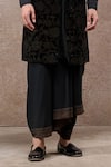 Tarun Tahiliani_Black Cotton, Velvet, Jacquard, Georgette Sherwani Kurta Set _Online_at_Aza_Fashions
