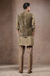 Shop_Tarun Tahiliani_Olive Green Silk Embroidery Nehru Jacket Kurta Set _at_Aza_Fashions