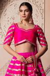Buy_Pomcha Jaipur_Fuchsia Taffeta, Silk, Net Gota Patti Round Neck Hot Pink Lehenga Set _Online_at_Aza_Fashions