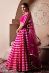 Shop_Pomcha Jaipur_Fuchsia Taffeta, Silk, Net Gota Patti Round Neck Hot Pink Lehenga Set _Online_at_Aza_Fashions