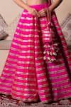 Buy_Pomcha Jaipur_Fuchsia Taffeta, Silk, Net Gota Patti Round Neck Hot Pink Lehenga Set 