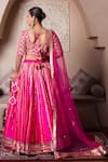 Shop_Pomcha Jaipur_Fuchsia Taffeta, Silk, Net Gota Patti Round Neck Hot Pink Lehenga Set _at_Aza_Fashions