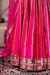 Buy_Pomcha Jaipur_Fuchsia Taffeta, Silk, Net Gota Patti Round Neck Hot Pink Lehenga Set _Online_at_Aza_Fashions
