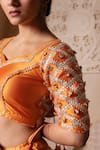 Buy_Pomcha Jaipur_Orange Taffeta, Silk, Net Gota Patti Round Neck Designer Lehenga Set _Online_at_Aza_Fashions