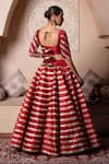 Shop_Pomcha Jaipur_Red Taffeta, Silk, Net Gota Patti, Tassels Sweetheart Neck Lehenga Set _at_Aza_Fashions