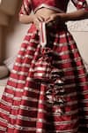 Buy_Pomcha Jaipur_Red Taffeta, Silk, Net Gota Patti, Tassels Sweetheart Neck Lehenga Set 