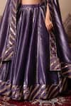 Buy_Pomcha Jaipur_Purple Silk Gota Patti Round Neck Lehenga Set _Online_at_Aza_Fashions