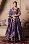 Shop_Pomcha Jaipur_Purple Silk Gota Patti Round Neck Lehenga Set _Online_at_Aza_Fashions