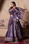 Buy_Pomcha Jaipur_Purple Silk Gota Patti Round Neck Lehenga Set 