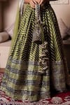 Shop_Pomcha Jaipur_Green Cotton, Silk, Net Gota Patti Round Neck Lehenga Set _Online_at_Aza_Fashions