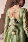Buy_Pomcha Jaipur_Green Silk Gota Patti Round Neck Anarkali Kurta Set _Online_at_Aza_Fashions
