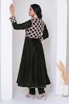 Shop Pomcha Jaipur Green Velvet, Net Gota Patti Round Neck Anarkali Set at Aza Fashions Shop_Pomcha Jaipur_Green Velvet, Net Gota Patti Round Neck Anarkali Set _at_Aza_Fashions