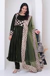 Pomcha Jaipur Green Velvet, Net Gota Patti Round Neck Anarkali Set Online at Aza Fashions Pomcha Jaipur_Green Velvet, Net Gota Patti Round Neck Anarkali Set _Online_at_Aza_Fashions