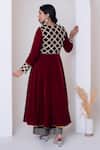 Shop Pomcha Jaipur Maroon Velvet, Net Gota Patti Round , Square Anarkali Set at Aza Fashions Shop_Pomcha Jaipur_Maroon Velvet, Net Gota Patti Round , Square Anarkali Set _at_Aza_Fashions