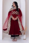Buy Pomcha Jaipur Maroon Velvet, Net Gota Patti Round , Square Anarkali Set at Aza Fashions Buy_Pomcha Jaipur_Maroon Velvet, Net Gota Patti Round , Square Anarkali Set _at_Aza_Fashions
