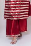 Pomcha Jaipur_Red Taffeta, Silk, Net Gota Patti Square Neck Kurta Pant Set _at_Aza_Fashions