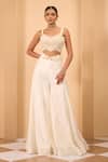 Buy_One Knot One By Ashna_Ivory Crepe, Silk Sequins, Embroidery Sweetheart Neck Top And Sharara Set _at_Aza_Fashions