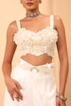 One Knot One By Ashna_Ivory Crepe, Silk Sequins, Embroidery Sweetheart Neck Top And Sharara Set _Online_at_Aza_Fashions