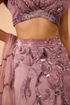 Shop_One Knot One By Ashna_Purple Satin, Organza, Georgette, Net, Tulle Sequins, Embroidery Lehenga Set _Online_at_Aza_Fashions