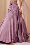 Buy_One Knot One By Ashna_Purple Satin, Organza, Crepe, Tulle Embroidery, Sequins Sweetheart Lehenga Set _Online_at_Aza_Fashions
