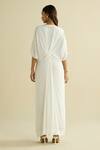Shop_Meesa_White Crepe Embroidery V-neck Kaftan _at_Aza_Fashions