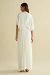 Shop_Meesa_White Crepe Embroidery V-neck Designer Kaftan _at_Aza_Fashions