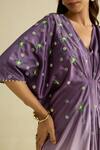 Meesa_Purple Crepe Embroidery V-neck Multicolor Kaftan _Online_at_Aza_Fashions