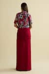 Shop_Meesa_Maroon Crepe Embroidery Round Neck Jacket _at_Aza_Fashions