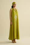 Buy_Meesa_Green Crepe Embroidery Halter Neck Designer Dress _Online_at_Aza_Fashions
