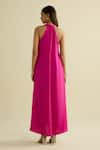 Shop_Meesa_Pink Crepe Embroidery Halter Neck Designer Dress _at_Aza_Fashions