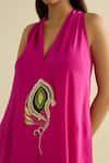Buy_Meesa_Pink Crepe Embroidery Halter Neck Designer Dress _Online_at_Aza_Fashions