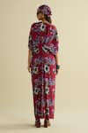 Shop_Meesa_Maroon Crepe V-neck Floral Printed Kaftan _at_Aza_Fashions