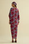 Shop_Meesa_Maroon Crepe Tassels V-neck Floral Printed Kaftan _at_Aza_Fashions