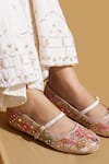 Tiesta_Beige Embroidered Festive Ballerinas _at_Aza_Fashions