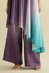 Meesa_Purple Crepe Beads One Shoulder Multicolor Gradient Tunic And Pant Set _Online_at_Aza_Fashions