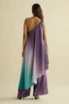 Shop_Meesa_Purple Crepe Beads One Shoulder Multicolor Gradient Tunic And Pant Set _at_Aza_Fashions