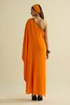 Shop_Meesa_Orange Crepe Embroidery Asymmetric Designer Kaftan _at_Aza_Fashions