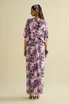 Shop_Meesa_Pink Crepe V-neck Floral Print Kaftan _at_Aza_Fashions