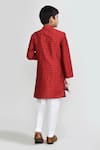 Shop_Petite Pomme_Red Jacquard Embroidery Silk Kurta And White Pant Set _at_Aza_Fashions