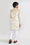 Shop_Petite Pomme_Gold Velvet Embroidery Kurta And White Pant Set _at_Aza_Fashions
