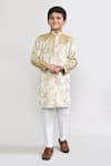 Buy_Petite Pomme_Gold Velvet Embroidery Kurta And White Pant Set _Online_at_Aza_Fashions