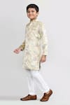 Shop_Petite Pomme_Gold Velvet Embroidery Kurta And White Pant Set _Online_at_Aza_Fashions