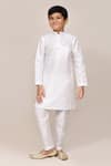 Buy_Arihant Rai Sinha_White Silk Sequins, Embroidery Art Kurta And Pant Set _at_Aza_Fashions