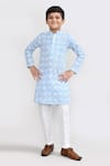 Buy_Petite Pomme_Sky Blue Cotton Embroidery Kurta And Pant Set _at_Aza_Fashions