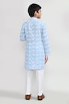 Shop_Petite Pomme_Sky Blue Cotton Embroidery Kurta And Pant Set _at_Aza_Fashions