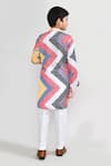 Shop_Petite Pomme_Red Satin, Silk Multicolour Printed Kurta And White Pant Set _at_Aza_Fashions