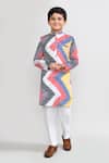 Buy_Petite Pomme_Red Satin, Silk Multicolour Printed Kurta And White Pant Set _Online_at_Aza_Fashions