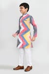 Petite Pomme_Red Satin, Silk Multicolour Printed Kurta And White Pant Set _at_Aza_Fashions