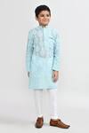 Buy_Petite Pomme_Aqua Georgette, Silk Embroidery Green Kurta And Pant Set _at_Aza_Fashions