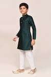 Shop_Arihant Rai Sinha_Green Jacquard, Silk Embroidery Bottle Kurta And Pant Set _Online_at_Aza_Fashions